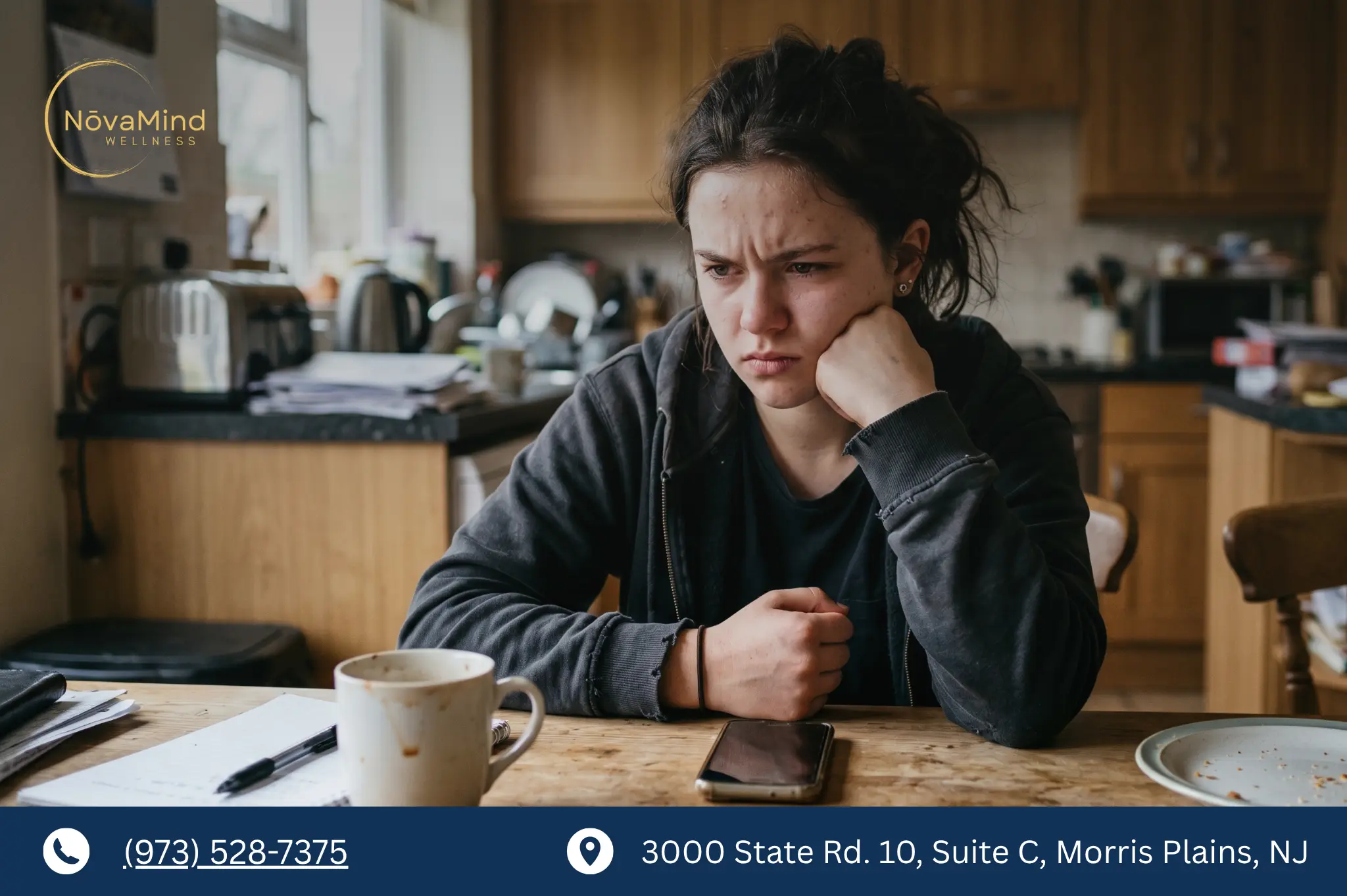 Teen girl sitting angry depression