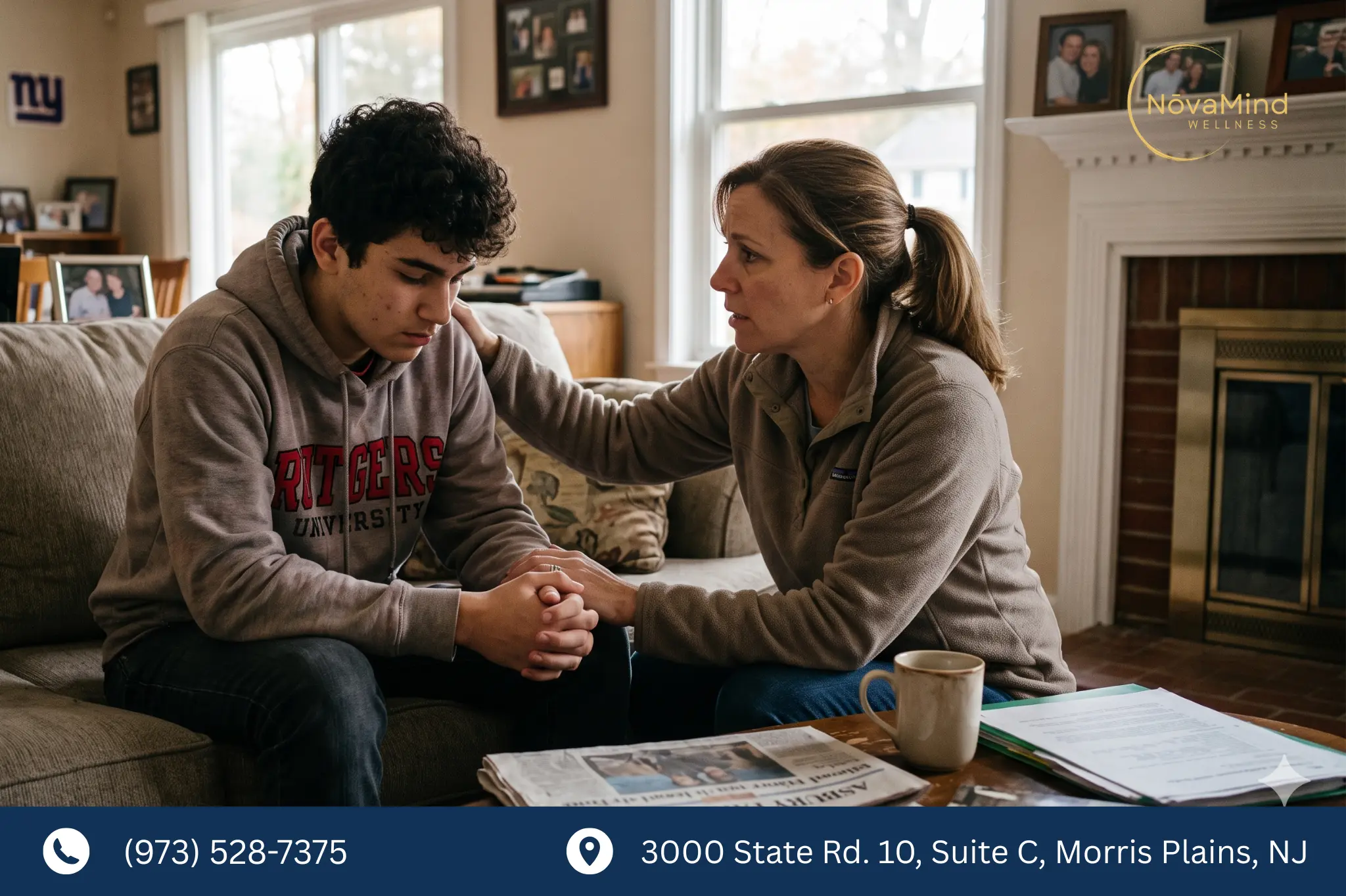 parent helping teen with Low Self-Esteem and Depression