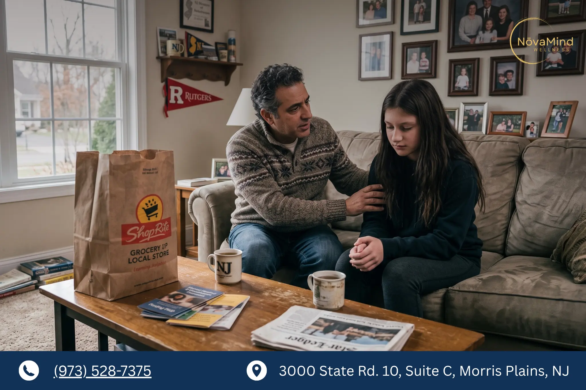 parent making teen comfortable and trying to talk